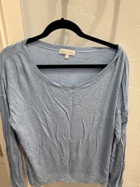 P.J. Salvage Pale Blue Long Sleeve Scoop Neck Tee